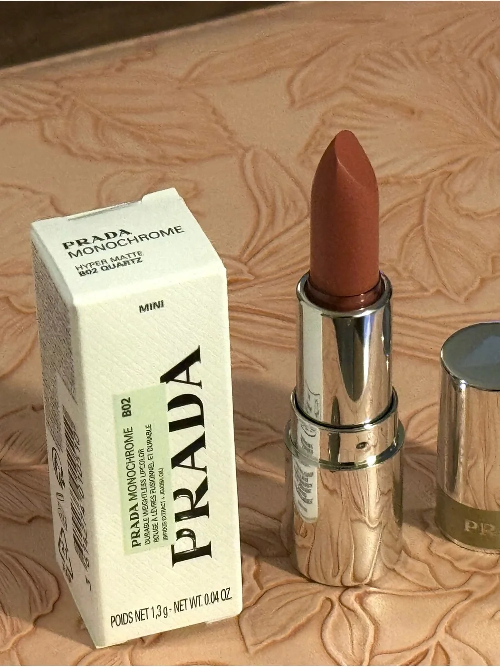 Prada Monochrome Hyper Matte lipstick 1.3gms in Beautiful B02 QUARTZ